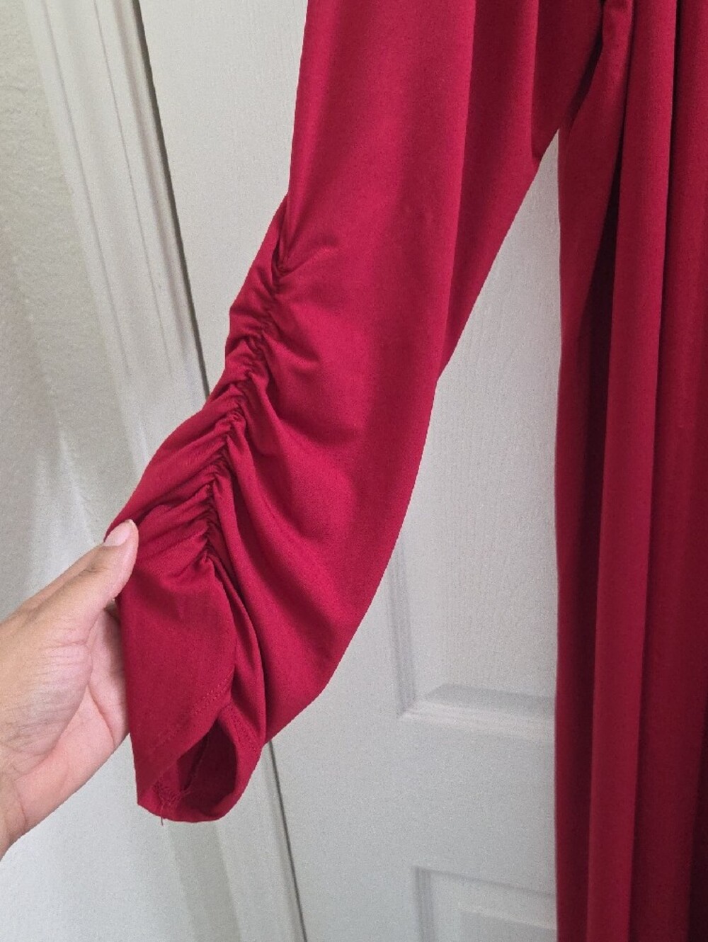 Ashley Stewart Red Open-Front Long Tunic Cardigan - Picture 3 of 7